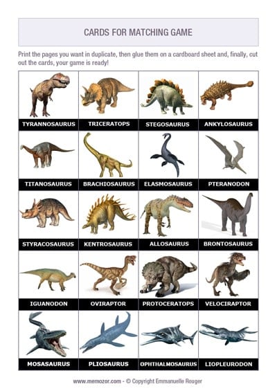Dinosaurs memory to print