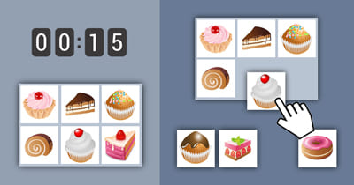 Grid of pictures to memorize for kids - cakes
