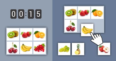 Grid of pictures to memorize - fruits