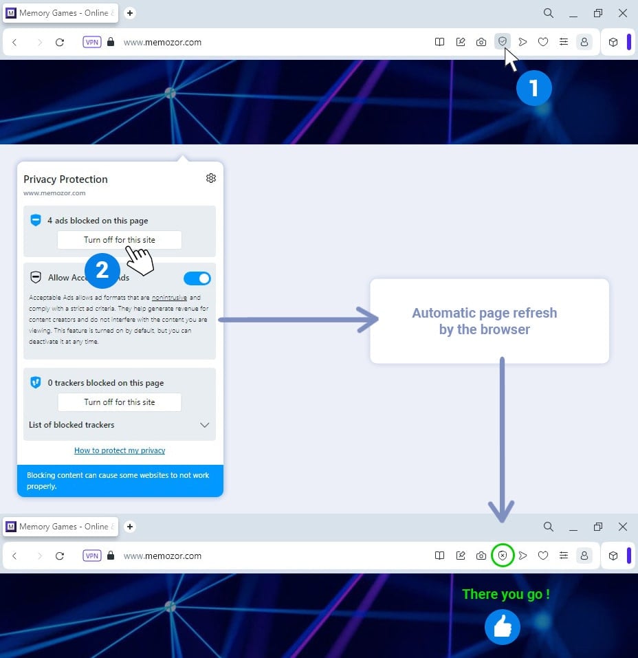 How to allow a site in Opera browser?