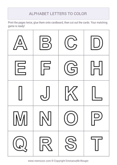 Printable alphabet letters for colouring