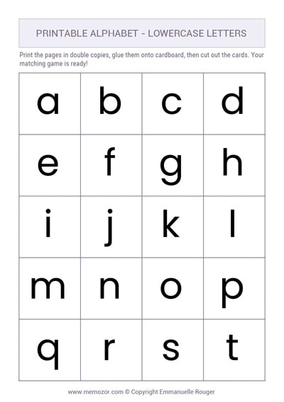 Printable lowercase alphabet Letters
