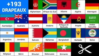 Drapeaux des Pays du monde (avec noms) à imprimer
