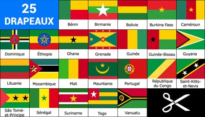 Jeu avec les drapeaux rouge jaune et vert