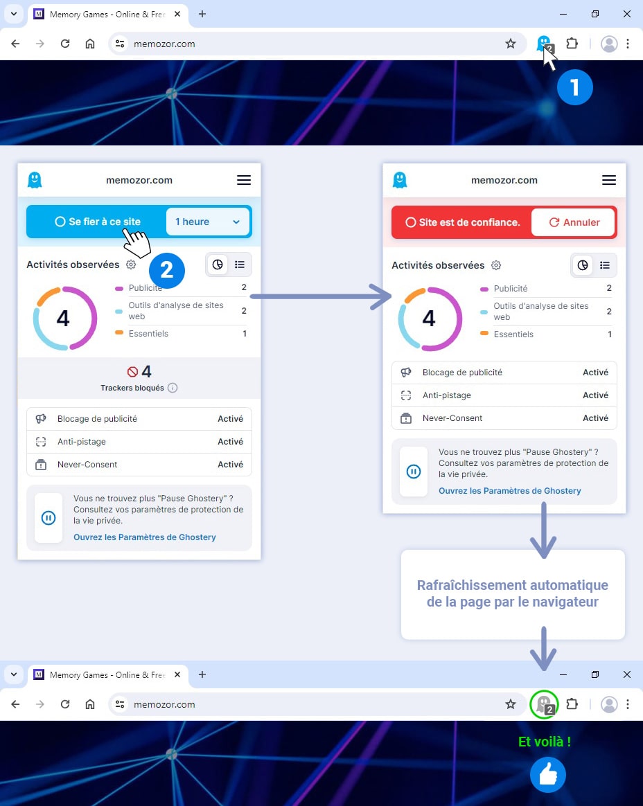 Comment autoriser un site dans Ghostery?