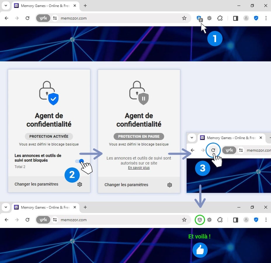 Comment autoriser un site dans le navigateur Avast?
