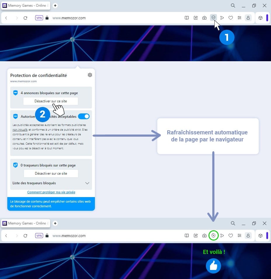 Comment autoriser un site dans le navigateur Opera?
