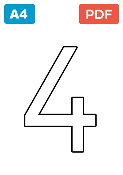 Chiffre 4 à colorier Chiffre 4 à colorier