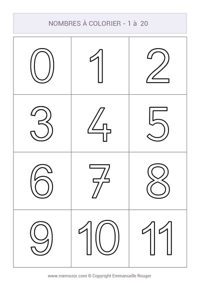 Chiffres à colorier Chiffres à colorier