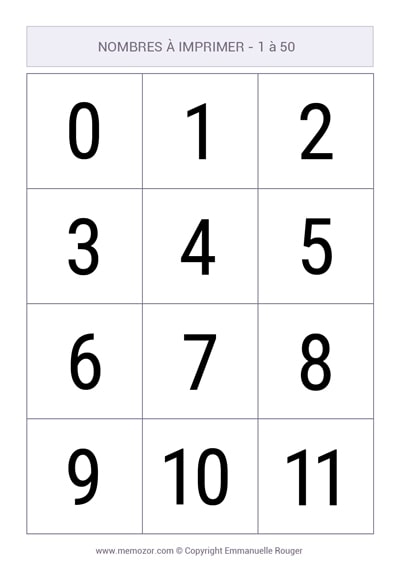 Chiffres à imprimer