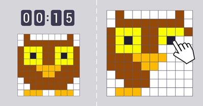 Jeu de Pixel Art - motifs animaux (difficile)