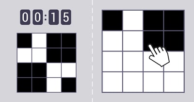 Jeu de Pixel Art - motifs géométriques Noir et blanc