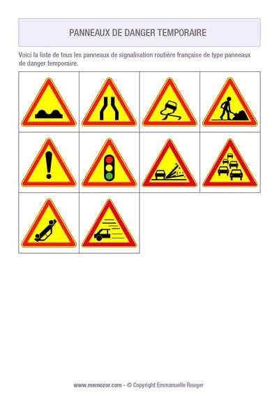 Les panneaux de danger temporaire