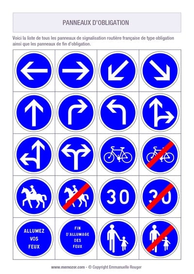 Les panneaux d'obligation
