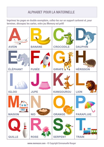 Alphabet pour maternelle à imprimer