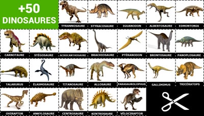Cartes dinosaures à imprimer et découper