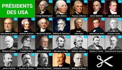 Cartes numérotées des 47 présidents des USA