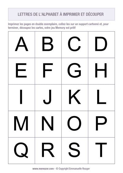 Lettres de l'alphabet à imprimer
