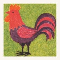 Carte memory 1981 - Coq rose et violet à tête rouge