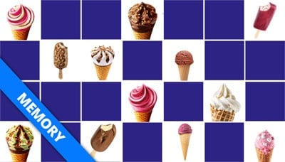 Jeu memory Glaces et desserts glacés - en ligne et gratuit