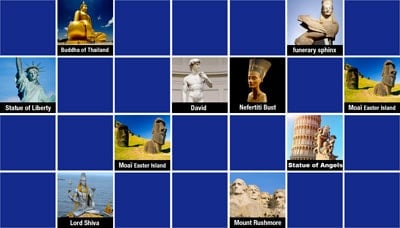 Matching game - famous Statues - online and free