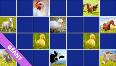 Grand jeu de memory - les animaux de la ferme