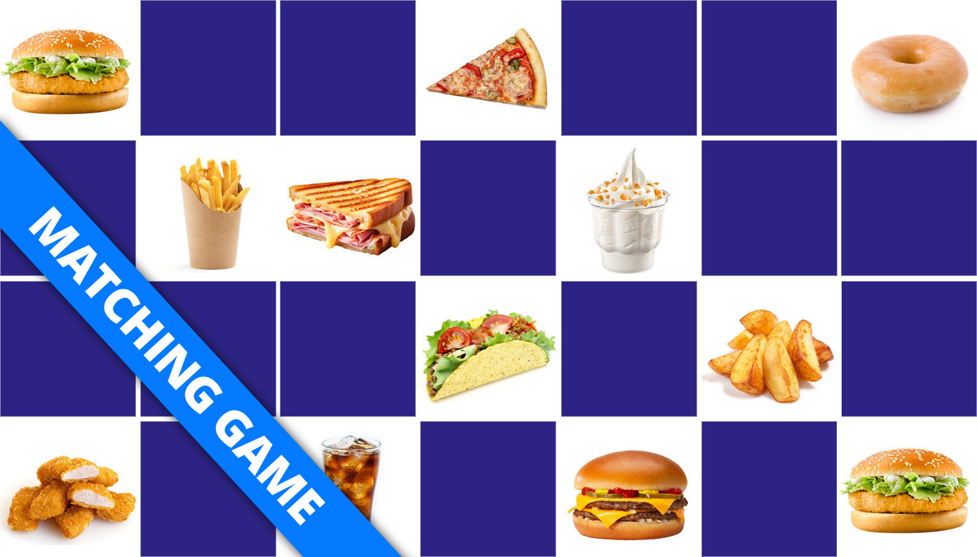 Memory Matcher Interactive Game (International Foods Theme)