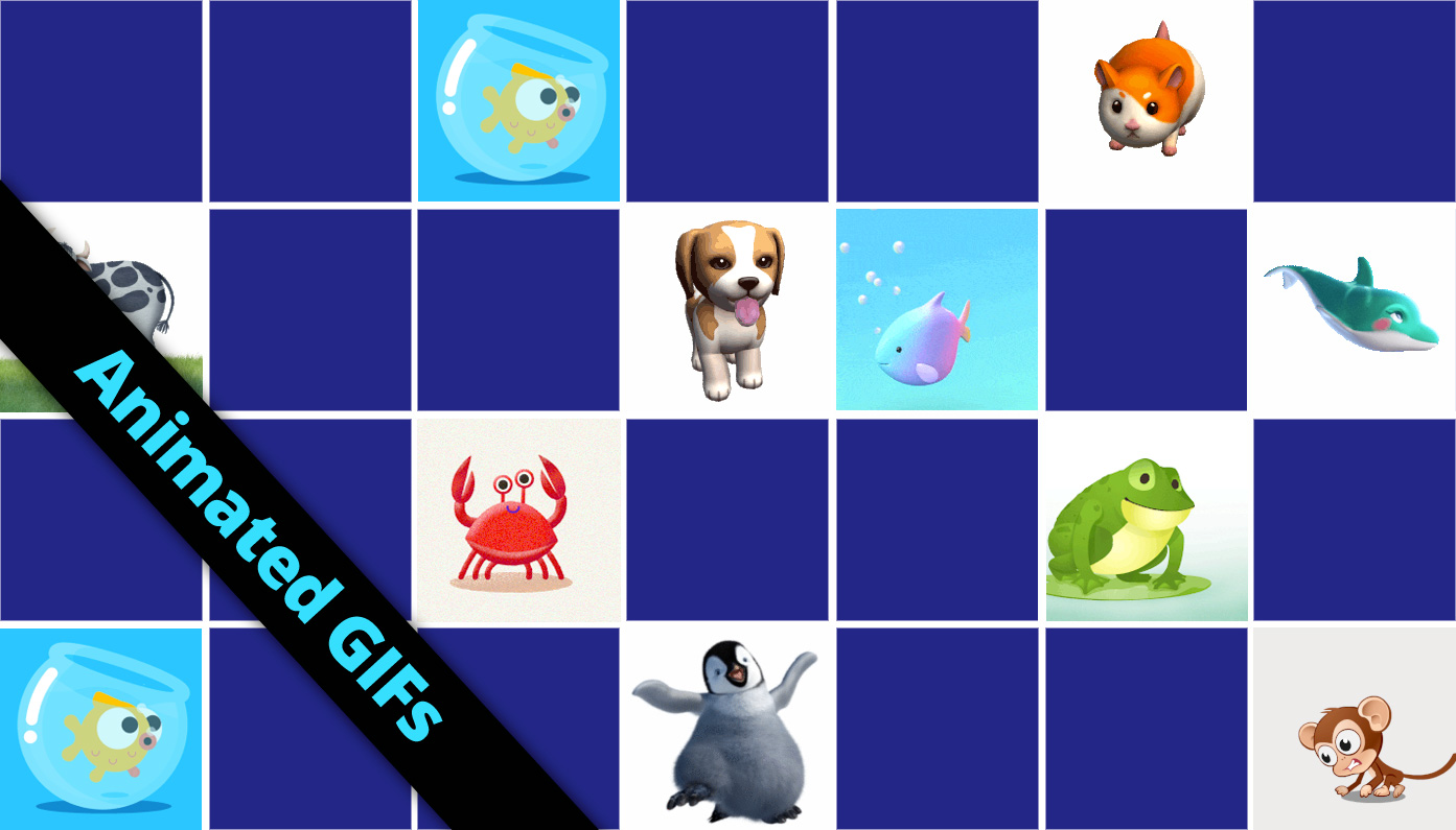 Matching game Kids - cute Animals animated GIFs - Online, Free | Memozor