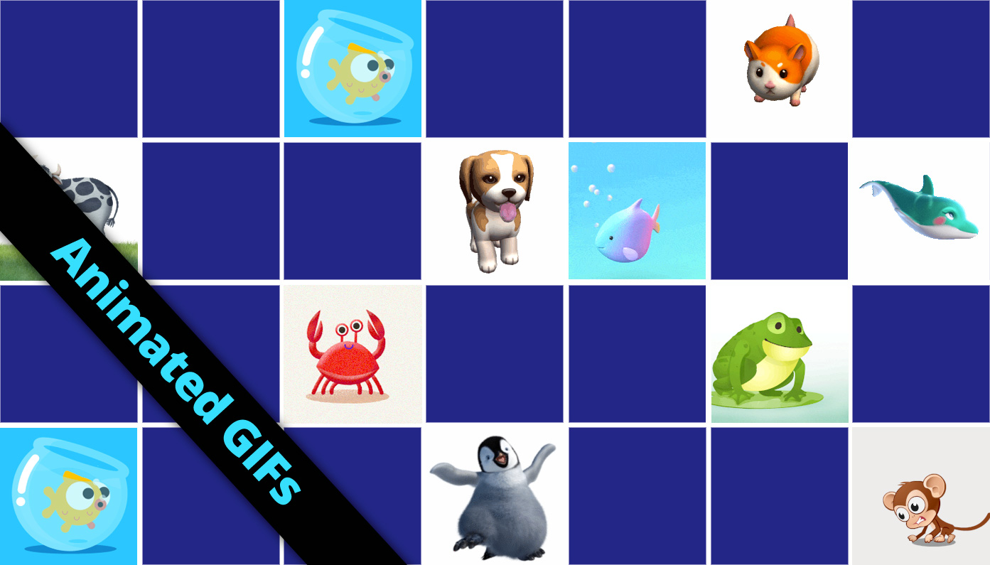 Matching game Kids - cute Animals animated GIFs - Online, Free