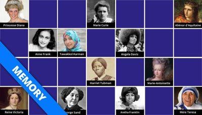 Jeu memory avec les femmes célèbres de l'histoire