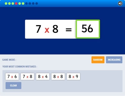 Online multiplication tables exercises