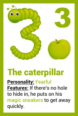 Animal card - the caterpillar - number 3