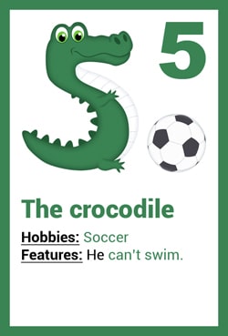Animal card - the crocodile - number 5