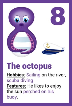 Animal card - the octopus- number 8