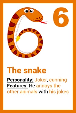 Animal card - the snake- number 6