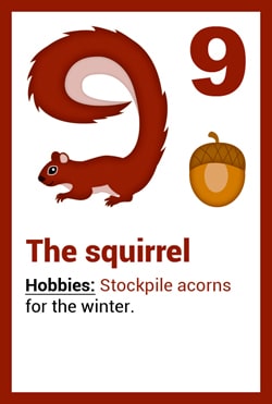 Animal card - the squirrel- number 9