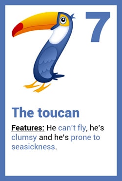 Animal card - the toucan- number 7