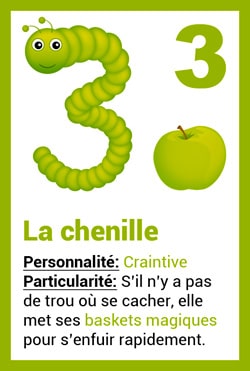 Carte Animal - La chenille - chiffre 3 Carte Animal - La chenille - chiffre 3