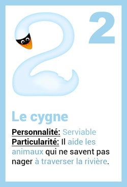 Carte Animal - Le cygne - chiffre 2