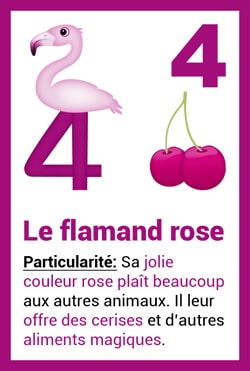 Carte Animal - Le flamand rose - chiffre 4