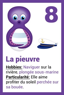 Carte Animal - La pieuvre - chiffre 8