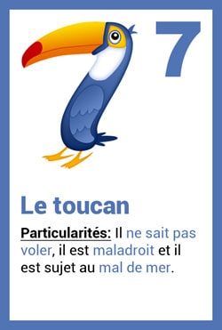 Carte Animal - Le toucan - chiffre 7 Carte Animal - Le toucan - chiffre 7