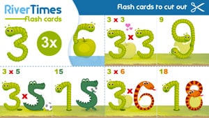RiverTimes Multiplication Flash Cards - 3 Times table