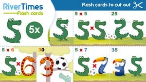 RiverTimes Multiplication Flash Cards - 5 Times table