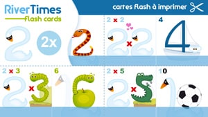 Cartes Flash Multiplication RiverTimes - Table de 2