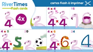 Cartes Flash Multiplication RiverTimes - Table de 4