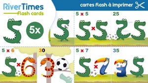 Cartes Flash Multiplication RiverTimes - Table de 5