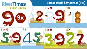 Cartes Flash Multiplication RiverTimes - Table de 9