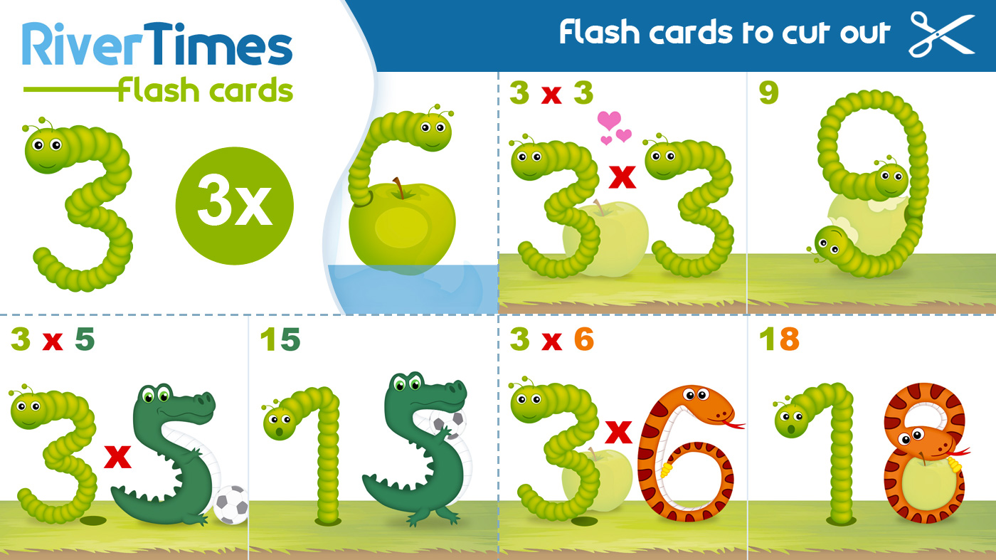 Multiplication Flash Cards 3 Times Table Print For Free RiverTimes