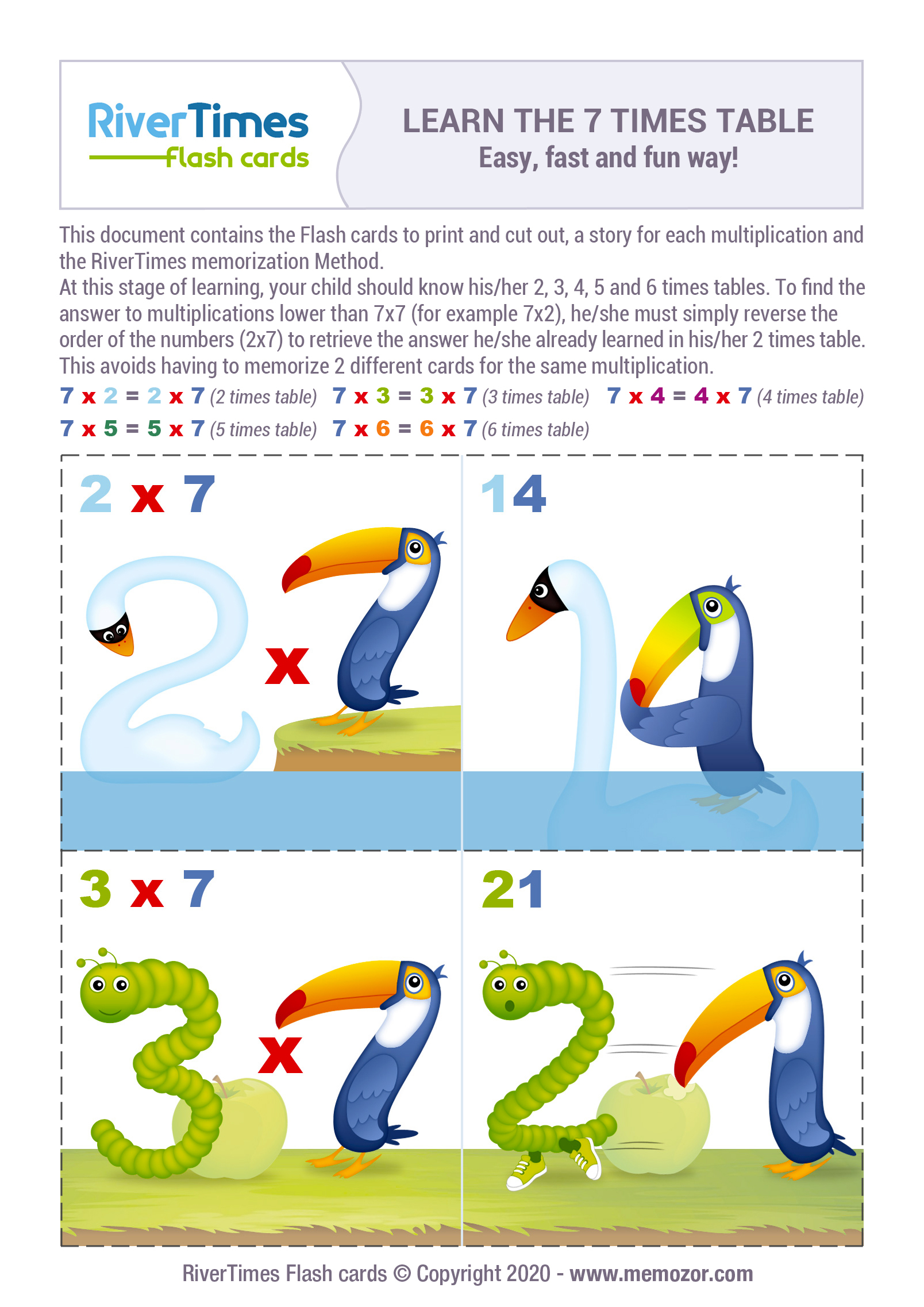 Flashcards 7 Times Table Print For Free Fun Way Rivertimes